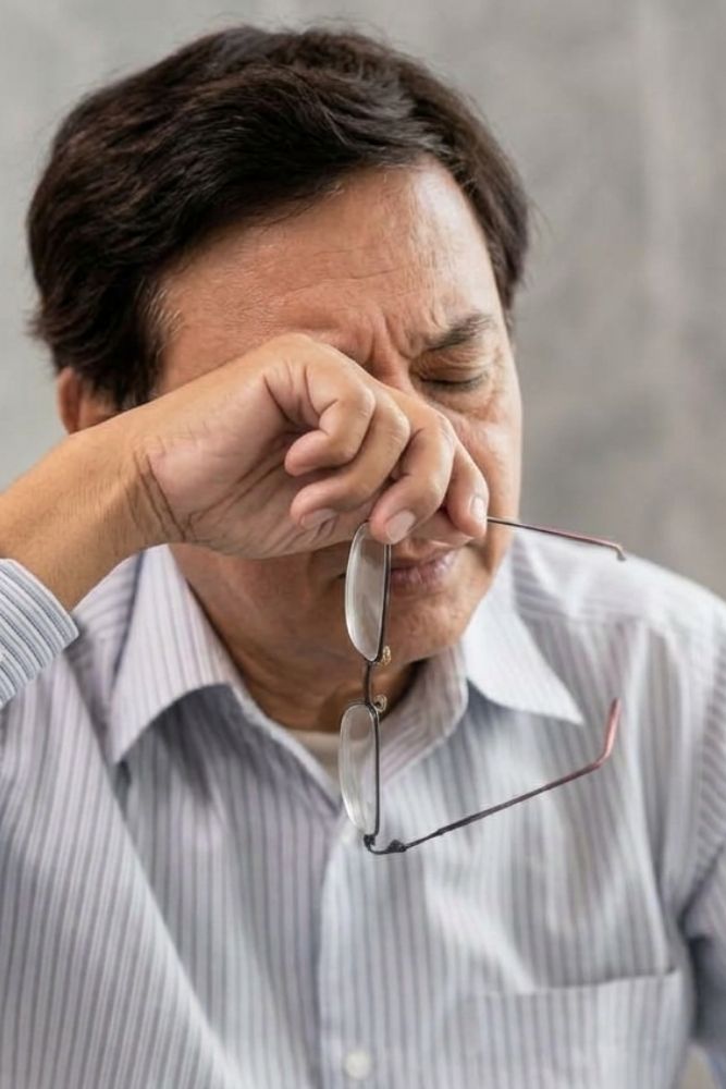 Person experiencing changes in vision